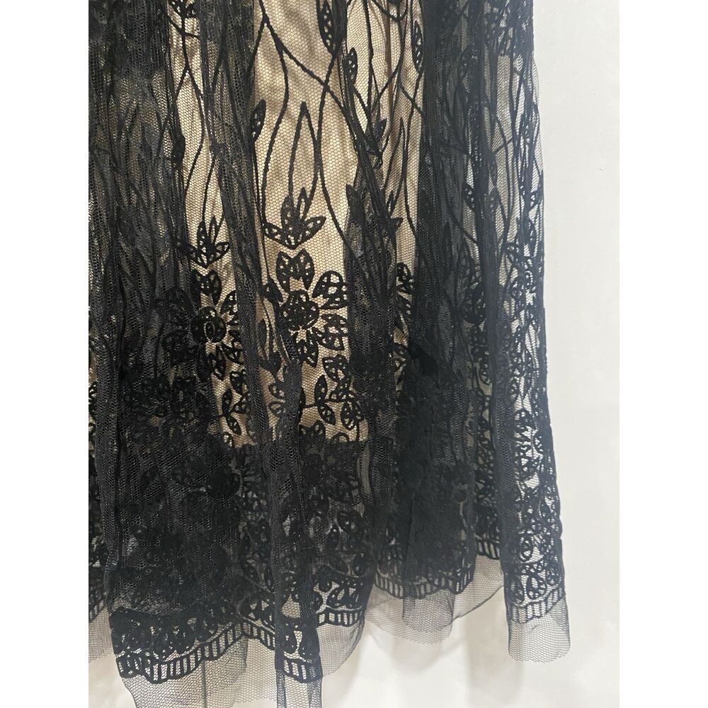 Metro Wear Skirt Black Mesh Floral Overlay Tan Lining Sz PS Elastic Waist 28 - Picture 7 of 14